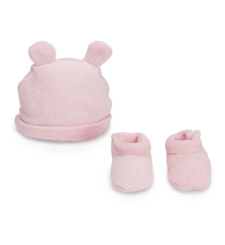 Gorrito y Patucos Bebé Osito Rosa