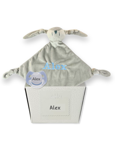 Comforter and personalised dummy with baby’s name